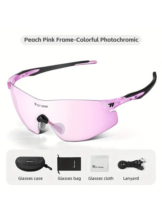 Colorful Photochromic Cycling Glasses Lightweight Adjustable Fit For Outdoor Mountain Biking - Image 1