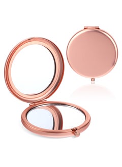 Oasisgalore Rose Gold Magnifying Compact Mirror for Purse with1X/2X Magnification，Portable Mini Pocket Travel Makeup Mirror  - Image 1