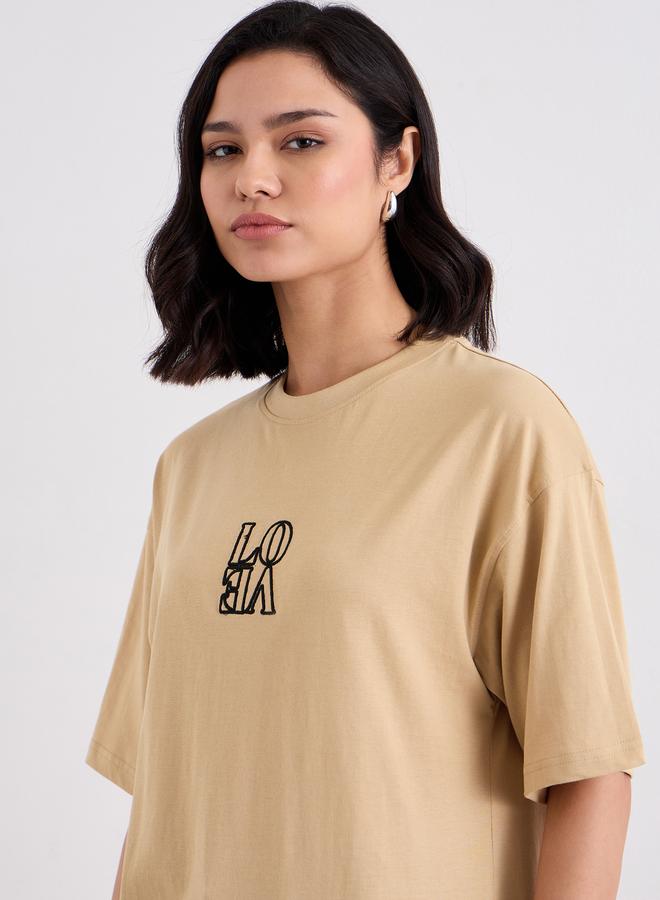 Styli Embroidered Slogan Oversized T-Shirt - Image 3