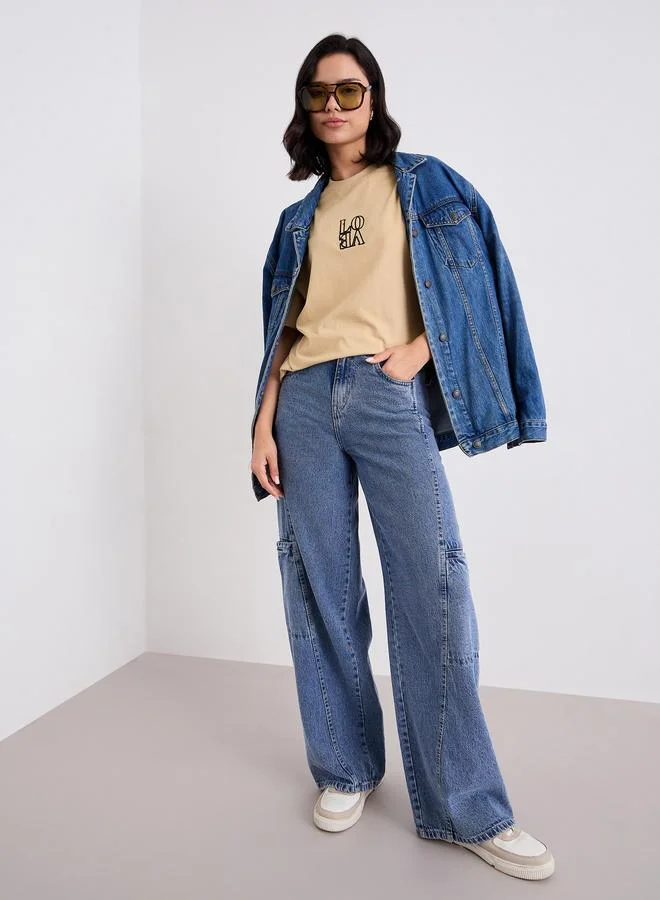 Styli Styli Embroidered Slogan Oversized T-Shirt