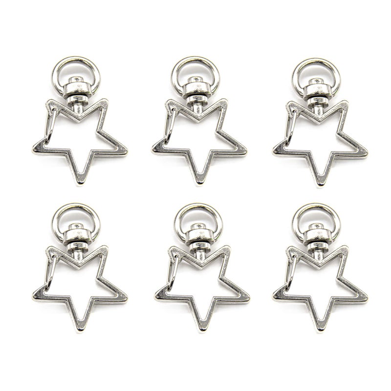 AUEAR AUEAR Keychain Metal Spring Snap for DIY Keychain Hanging Buckle and Bag Accessories Creative Key Ring 50 Pack Star Shape Design Silver 