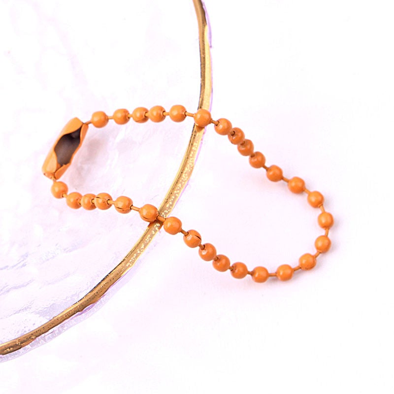 DIY Painted Bead Chains Colorful Metal Jewelry Pendants Orange 
