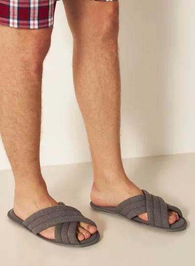 Cozy Men Textured Open Toe Slide Slippers
