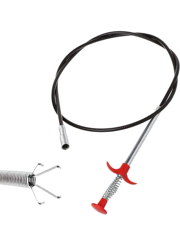Generic Sink Drain Snake Unclogger, Flexible Retractable Sink Cleaning Tool with 4 Claw Grabber, Drain Clog Remover for Kitchen Sink, Bathroom Sink, Bathtub, Wash Basin, Floor Drain and Household Plumbing Pipes - Image 1