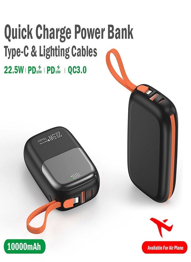 OALE OALE iPower S10000 Mini-Size Power Bank 10000mAh, Quick Charge with Type-C & Lightning Cable Black  - Image 1