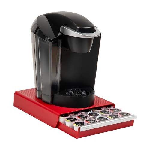 Mind Reader Single Serve Coffee Pod Drawer, 30 Pod Capacity, Countertop Organizer, 10.5"L x 12.75"W x 2.5"H, Red - Image 1