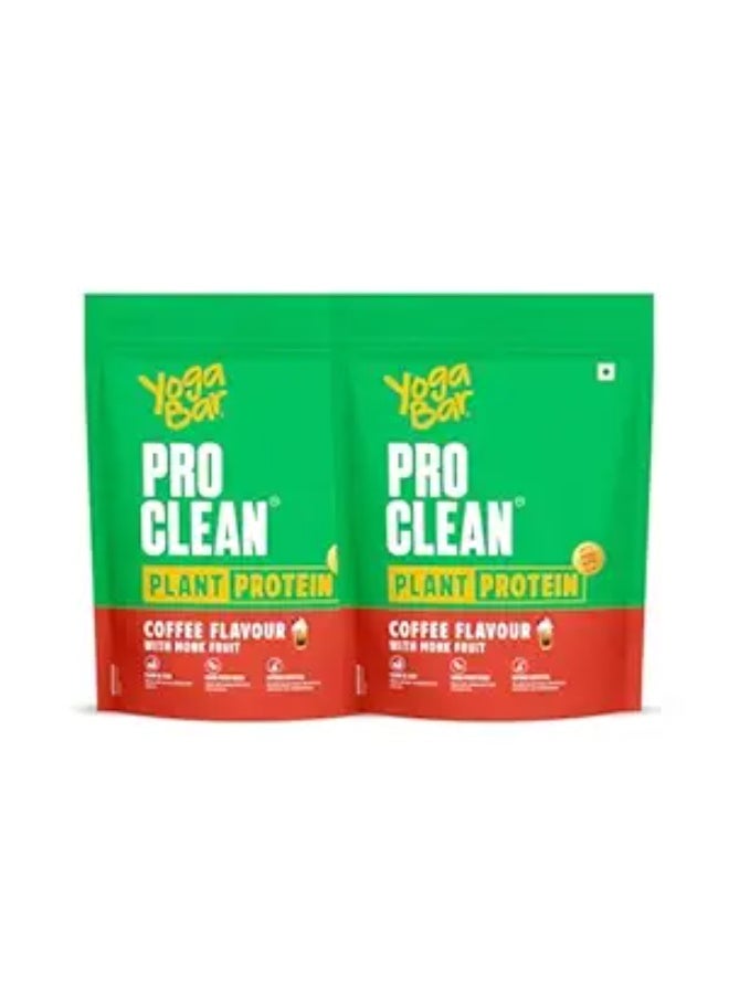 Yogabar Pro Clean Plant Protein | Coffee Flavour with Monk Fruit | 25g Protein per Serving | Clean & Natural Blend | 500g Pack of 2 - Image 1