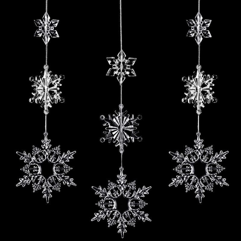 Shappy 36 Pieces Plastic Crystal Snowflake Ornament Acrylic Xmas Snowflake for Christmas Winter DIY Decoration, Assorted Sizes 1.7/3/ 4 Inches (Clear) - Image 2