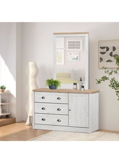 DANUBE HOME Cambridge 3-Drawer + 1-Door Master Dresser With Mirror Stylish Storage Solution For Bedroom Elegant Dresser With Mirror Durable And Modern Home DÃ©cor - Oak And White Oak  - Image 3