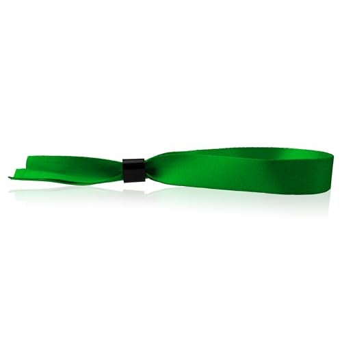Wristco 100 WristCo Cloth Event Wristbands - Kelly Green Fabric Bracelets Wrist Bands for Concerts Festival Admission Party 13 ½” x ½” - Image 1