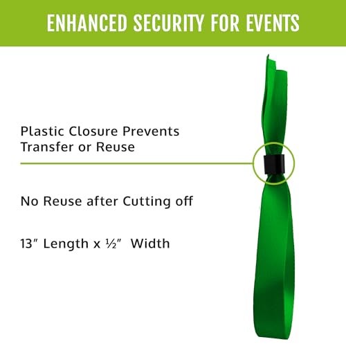 Wristco 100 WristCo Cloth Event Wristbands - Kelly Green Fabric Bracelets Wrist Bands for Concerts Festival Admission Party 13 ½” x ½” - Image 2