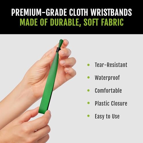 Wristco 100 WristCo Cloth Event Wristbands - Kelly Green Fabric Bracelets Wrist Bands for Concerts Festival Admission Party 13 ½” x ½” - Image 3