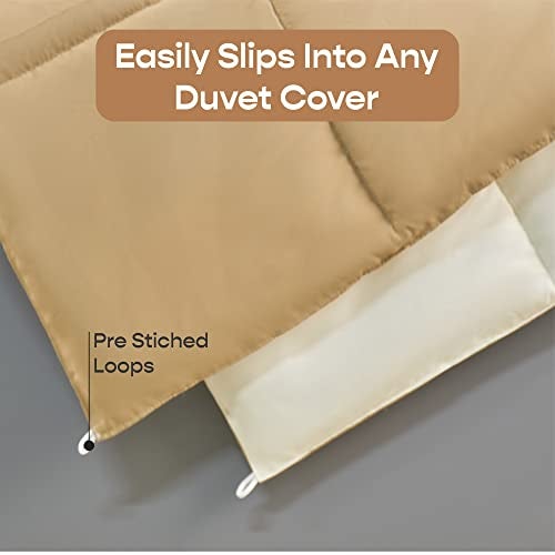 SleepyCat Luxurious All Season Reversible Comforter - Hotel Like Feel with Down Alternative Lightweight Microfiber Fill, Single Size 90X60 Inches (200 GSM, Coffee & Cream),200 TC - Image 4