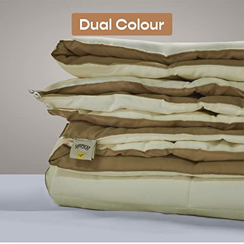 SleepyCat Luxurious All Season Reversible Comforter - Hotel Like Feel with Down Alternative Lightweight Microfiber Fill, Single Size 90X60 Inches (200 GSM, Coffee & Cream),200 TC - Image 2