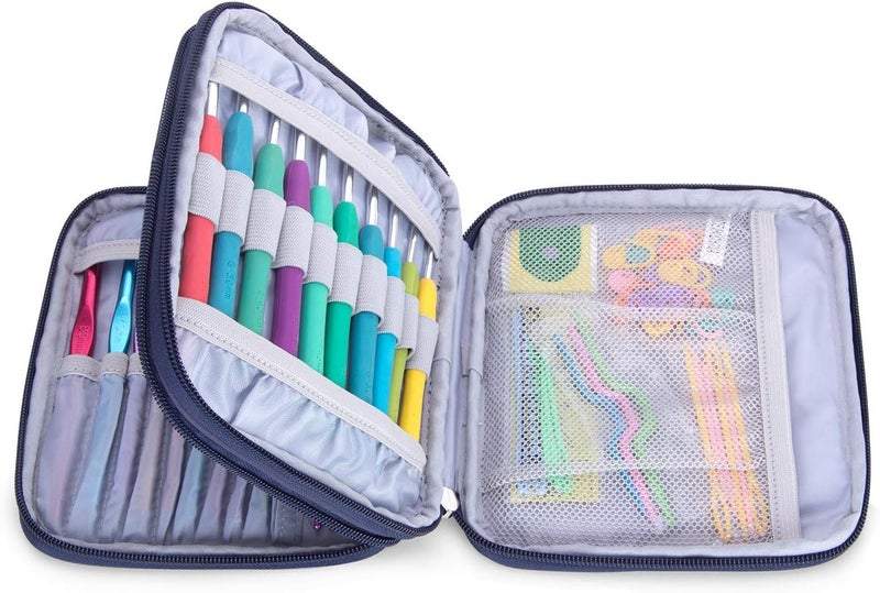 Teamoy Crochet Hooks Case, Aluminum Crochet Hooks Storage Bag for Crochet Kits and Knitting Accessories,Perfect for Beginners and Experienced Crochet Lovers, Owls (Bag Only) - Image 5