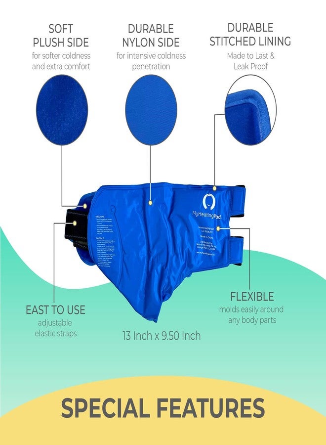 MY HEATING PAD عبوة جل للقدم والكاحل - عبوة جل ثلج قابلة لإعادة الاستخدام مع مشبك مطاطي - عبوات باردة لما بعد الجراحة أو الإصابات الرياضية، عبوات ثلج مرنة - ضمادة ضغط للقدم والكاحل - عبوة واحدة زرقاء - Image 4