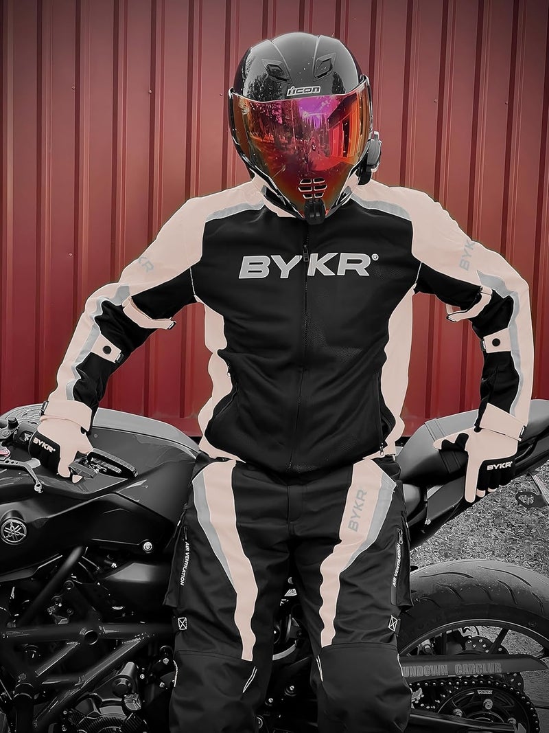 BYKR Motorcycle Pants for Men Women Armored Cordura Overpants Enduro ATV Dual Sports Motocross Cargo Touring Adventure Pant 36WX32L Silver - Image 4