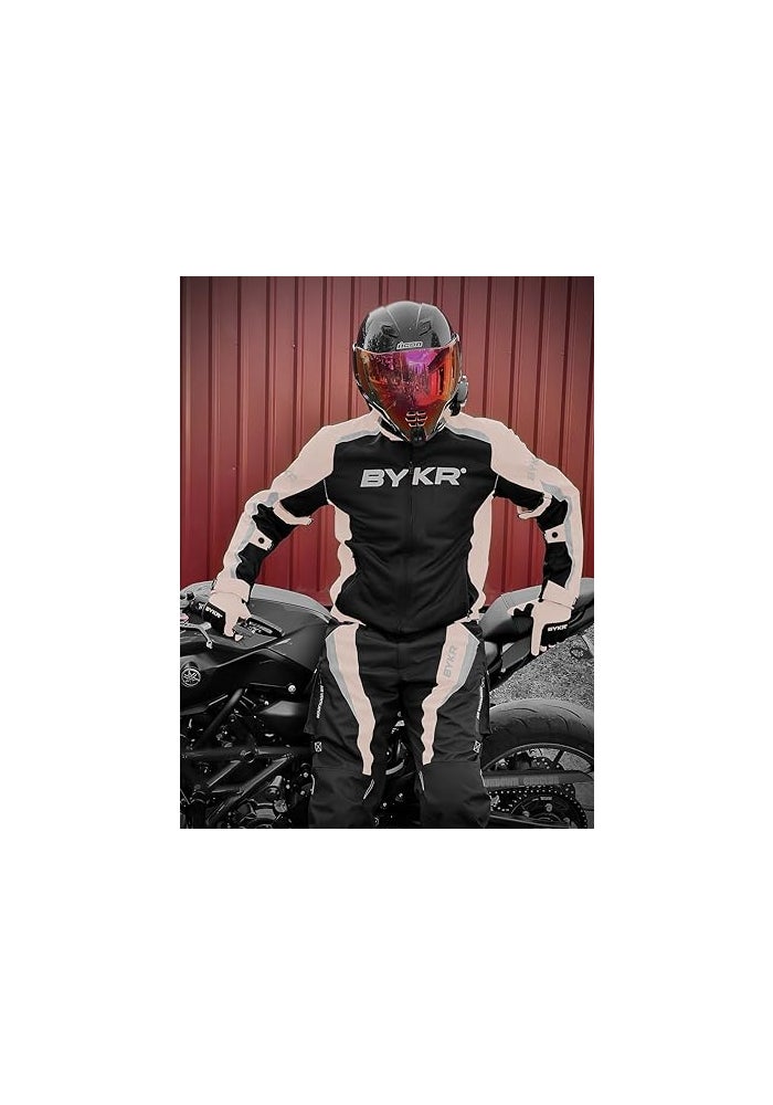 BYKR Motorcycle Pants for Men Women Armored Cordura Overpants Enduro ATV Dual Sports Motocross Cargo Touring Adventure Pant 36WX32L Silver - Image 3