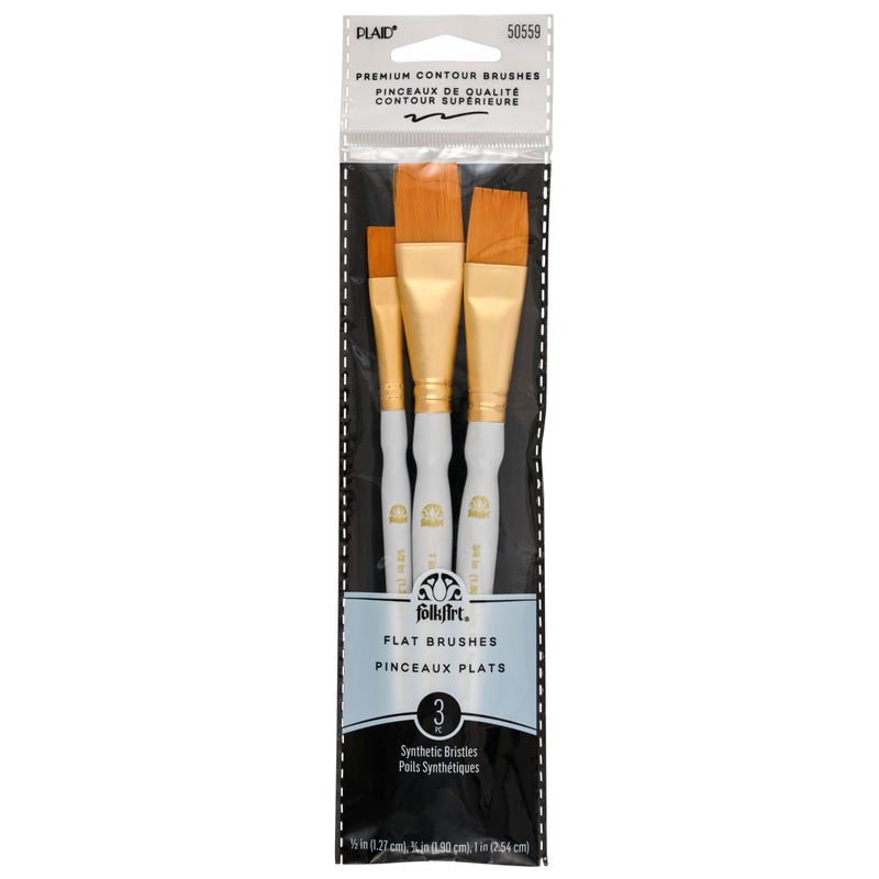 FolkArt Plaid Nylon Brush Set 50559 Brown 3Piece