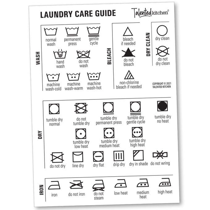 MAGNETIC LAUNDRY SYMBOLS CHART WHITE VINYL LAUNDRY CARE GUIDE SIGN FOR WASHING DRYING IRONING AND DRY CLEAN 5X7 IN