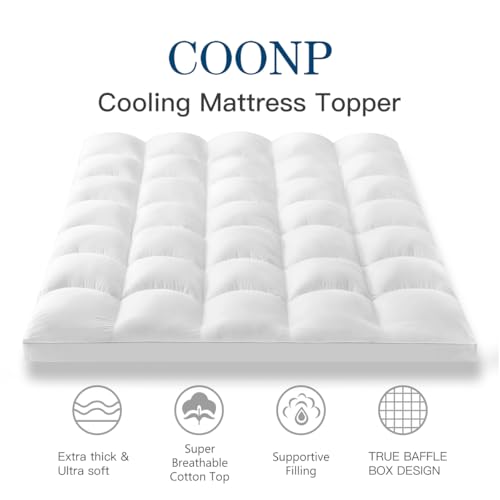 COONP Full Mattress Topper, Extra Thick Pillowtop, Cooling Plush Mattress Pad Cover Cotton Top Bed Topper Protector with 8-21 Inch Deep Pocket - Image 2