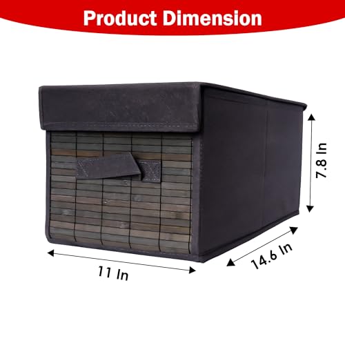 Prime Pick Smart Fold Storage Box Foldable Clothes Organizer Bamboo Front Lid Covered Breathable Washable Fabric Wardrobe Drawer Closet Home Storage Bin Easy Carry Handles Grey Pack of 1 - Image 2