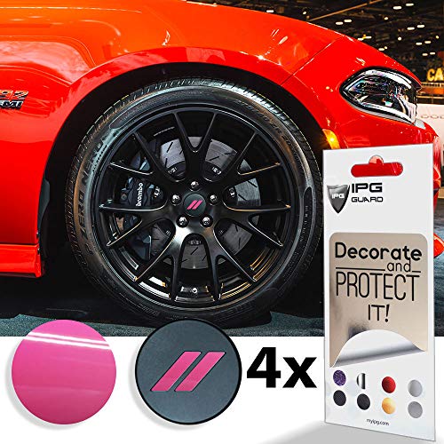 IPG Compatible for Dodge Charger Challenger Durango Wheel Center Cap Decal Sticker Wrap Kit Personalize Your Vehicle Inner Logo Pink - Image 1