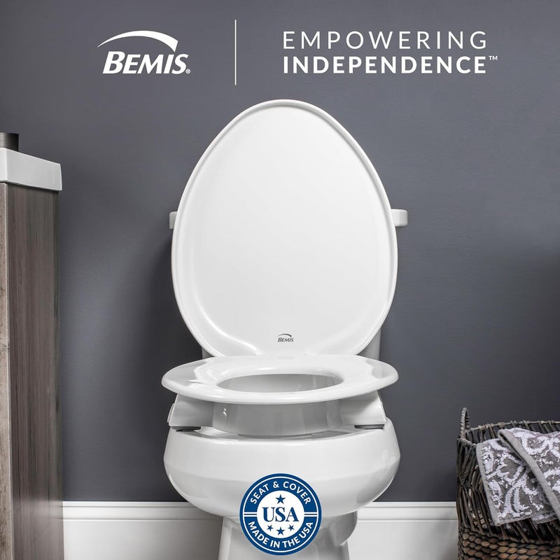 Bemis Assurance 3" Raised Toilet Seat for Seniors, Made in USA, Secure Hinges, Clean Shield Guard, Elongated, White - Image 2