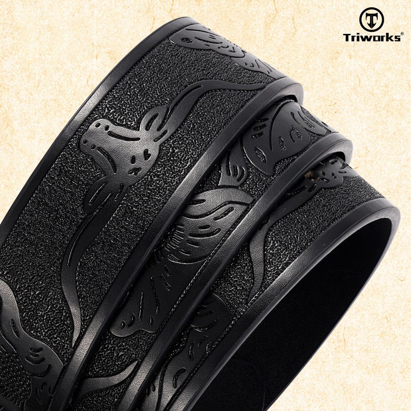 TRIWORKS Cowboy Belt for Men Women Western Belt Initial Letter A to Z Buckle with Engraved Cowboy Leather Belt - Image 4
