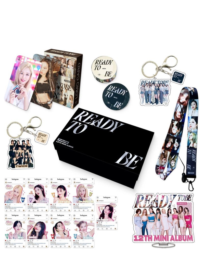 EHOME Twice New Album READY TO BE Gift Box With Lomo Cards, Acrylic Stand, Hand Account Tape, Keychain, Lanyard, Stickers, Photo Card  - Image 1
