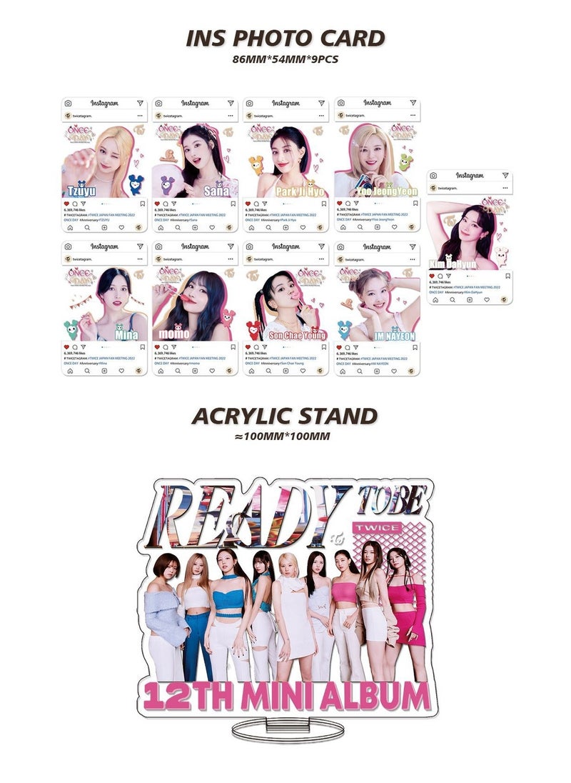 EHOME Twice New Album READY TO BE Gift Box With Lomo Cards, Acrylic Stand, Hand Account Tape, Keychain, Lanyard, Stickers, Photo Card  - Image 3