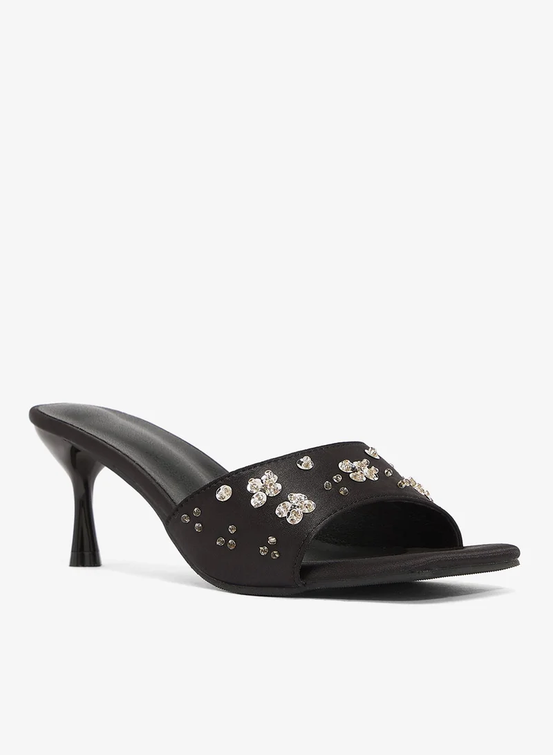 Ella Limited Edition Black Jewel Embellished Kitten Heels for Women | Best Price UAE