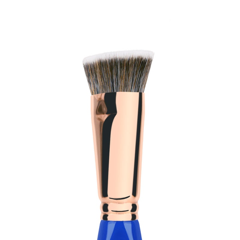 Bdellium Tools Professional Makeup Brush - Golden Triangle 987 Flat Top Face Blending - With All Vegan and Soft Synthetic Fibers, For Buffing Out Makeup (Blue, 1pc) - Image 2