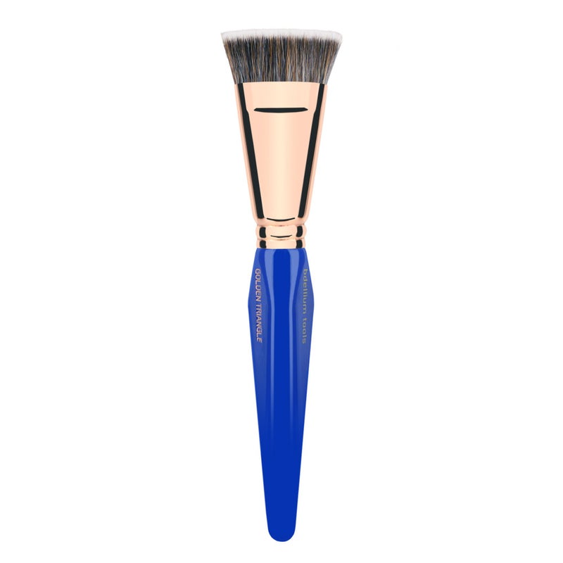 Bdellium Tools Professional Makeup Brush - Golden Triangle 987 Flat Top Face Blending - With All Vegan and Soft Synthetic Fibers, For Buffing Out Makeup (Blue, 1pc) - Image 5