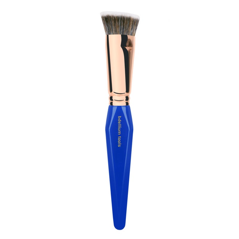 Bdellium Tools Professional Makeup Brush - Golden Triangle 987 Flat Top Face Blending - With All Vegan and Soft Synthetic Fibers, For Buffing Out Makeup (Blue, 1pc) - Image 3