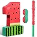 Hollowfly Watermelon Piata Fruit Number 1 Red Watermelon 1st Birthday Piata with Bat Stick Blindfold Mask Confetti for Summer Theme Summer Birthday Party Supplies 1 - Image 2