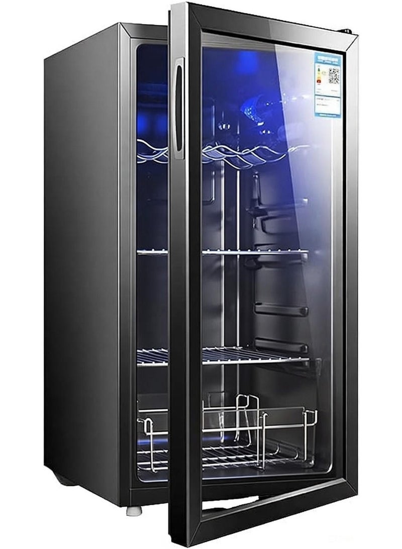 Cool Baby COOLBABY 95L Wine Refrigerator, Large Capacity Glass Door Wine Cabinet, Silent Compressor, Temperature Control, Mini Wine Cellar for Home & Small Rooms