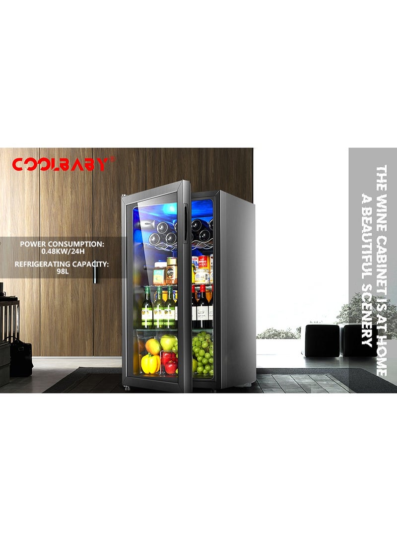 Cool Baby COOLBABY 95L Wine Refrigerator, Large Capacity Glass Door Wine Cabinet, Silent Compressor, Temperature Control, Mini Wine Cellar for Home & Small Rooms - Image 3