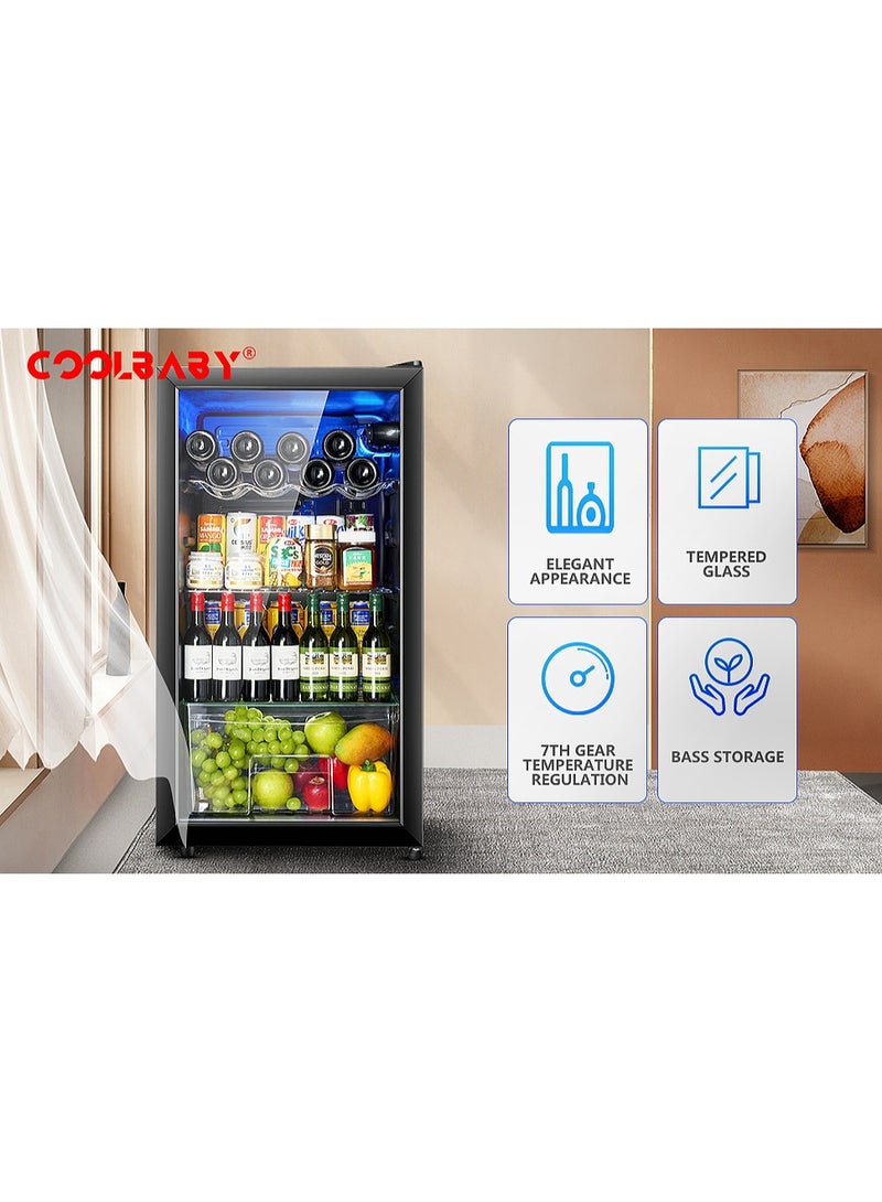 Cool Baby COOLBABY 95L Wine Refrigerator, Large Capacity Glass Door Wine Cabinet, Silent Compressor, Temperature Control, Mini Wine Cellar for Home & Small Rooms - Image 5