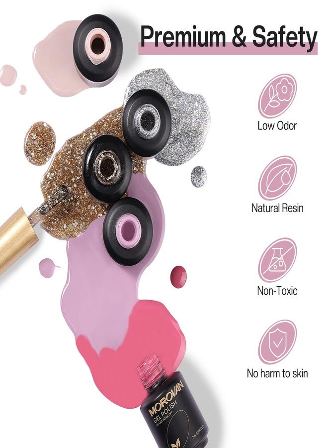 Morovan Gel Nail Polish Kit: 12 Colors Gel Nail Polish Set with U V/LED Light Classic Collection Nude Pink Gel Polish Nail Art Decorations Manicure Tools DIY Salon Home Gifts - Image 4