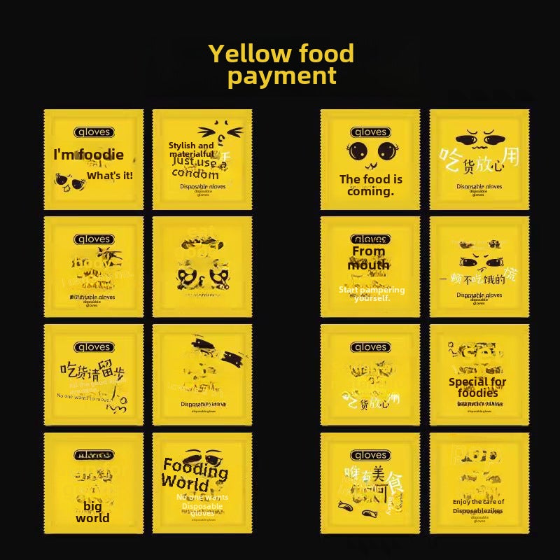 200 Mini Packs Disposable Gloves for Food Huang eat payment 200 packets (2 packs)