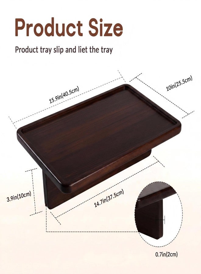 Houmury Couch Tray for Sectionals, Cup Holder Sofa Tray with Foldable Insert, 8"x12" Couch Table Tray with Solid Pine Wood (Brown) - Image 5