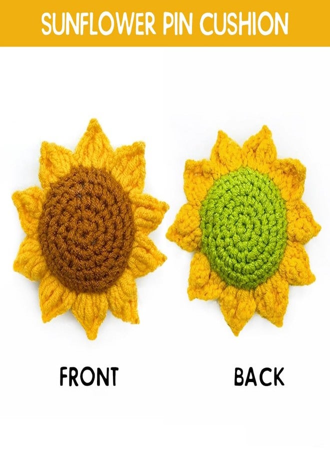 Wanshui Sunflower Pin Cushion, Handmade Knitted Pincushions, Cute Pin Cushions Needle Holders for Sewing Quilting Accessory, DIY Crafts or Patchwork Decor - Image 3