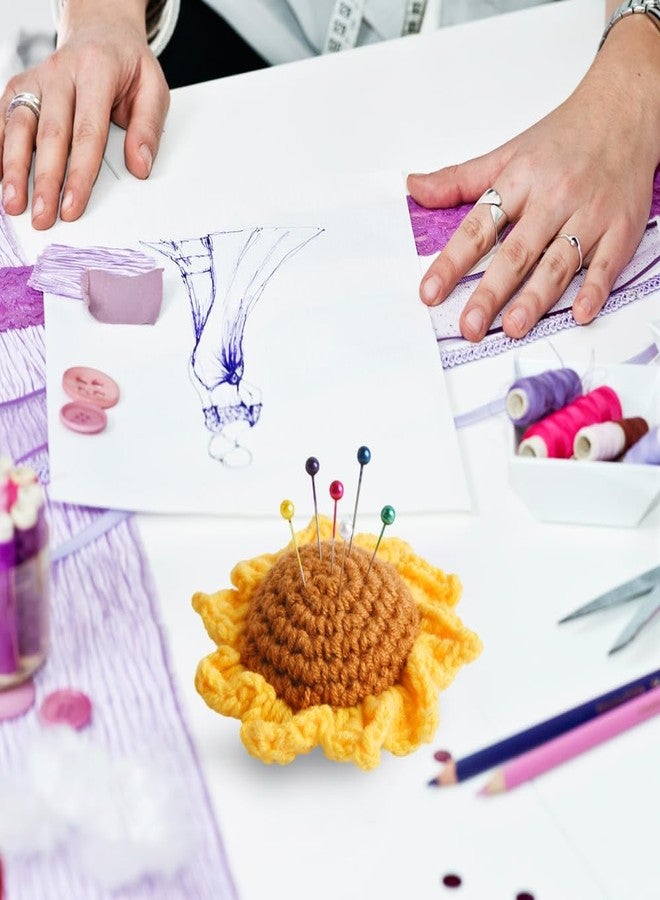 Wanshui Sunflower Pin Cushion, Handmade Knitted Pincushions, Cute Pin Cushions Needle Holders for Sewing Quilting Accessory, DIY Crafts or Patchwork Decor - Image 5