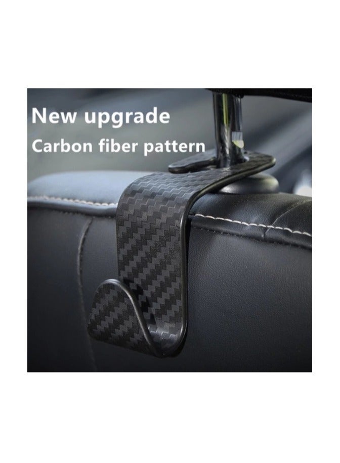 4 قطعة غطاء مقعد السيارة مسند الرأس السنانير ، مقعد السيارة على ظهره السنانير الأسود s-type المستخدمة في حقائب اليد والمحافظ وأكياس البقالة -- ألياف الكربون الأسود - Image 3