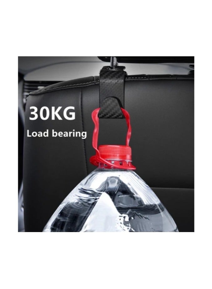 4 قطعة غطاء مقعد السيارة مسند الرأس السنانير ، مقعد السيارة على ظهره السنانير الأسود s-type المستخدمة في حقائب اليد والمحافظ وأكياس البقالة -- ألياف الكربون الأسود - Image 4