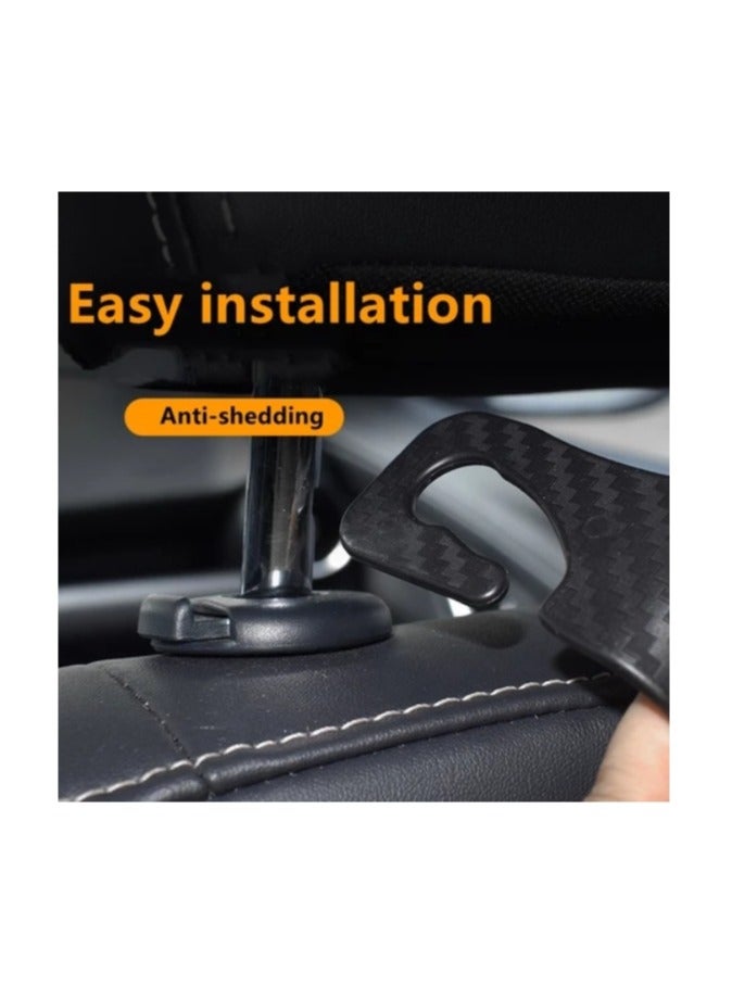4 قطعة غطاء مقعد السيارة مسند الرأس السنانير ، مقعد السيارة على ظهره السنانير الأسود s-type المستخدمة في حقائب اليد والمحافظ وأكياس البقالة -- ألياف الكربون الأسود - Image 5
