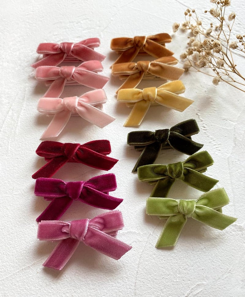 Cherssy Velvet Mini Bows for Baby Girls, 20pcs Boutique Tiny Baby Hair Clips, Fully Lined Hair Barrettes Alligators for Infants Toddlers Fine Hair by Cherssy - Image 4