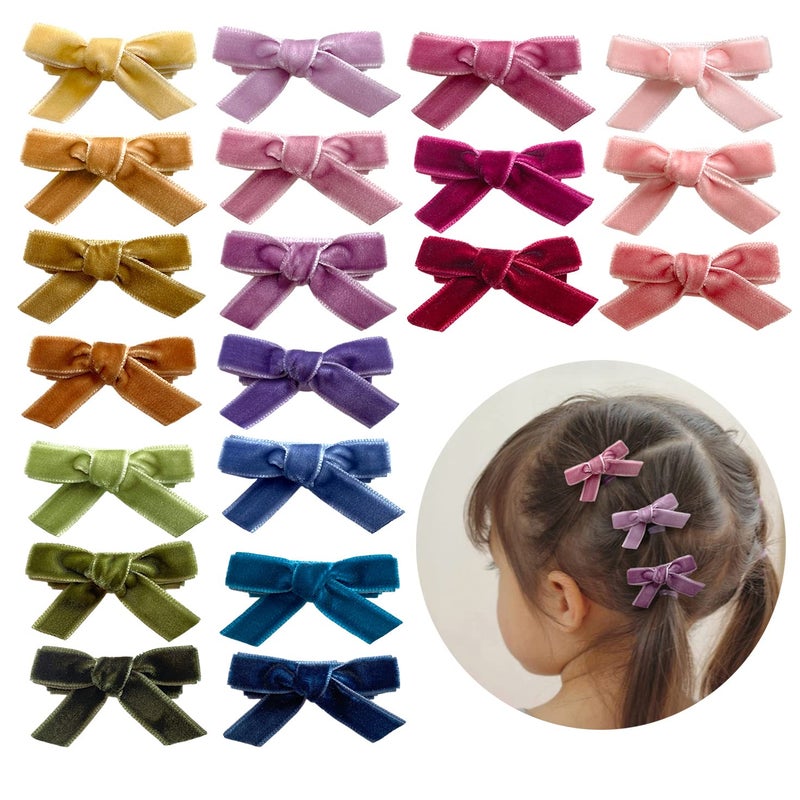 Cherssy Velvet Mini Bows for Baby Girls, 20pcs Boutique Tiny Baby Hair Clips, Fully Lined Hair Barrettes Alligators for Infants Toddlers Fine Hair by Cherssy - Image 1