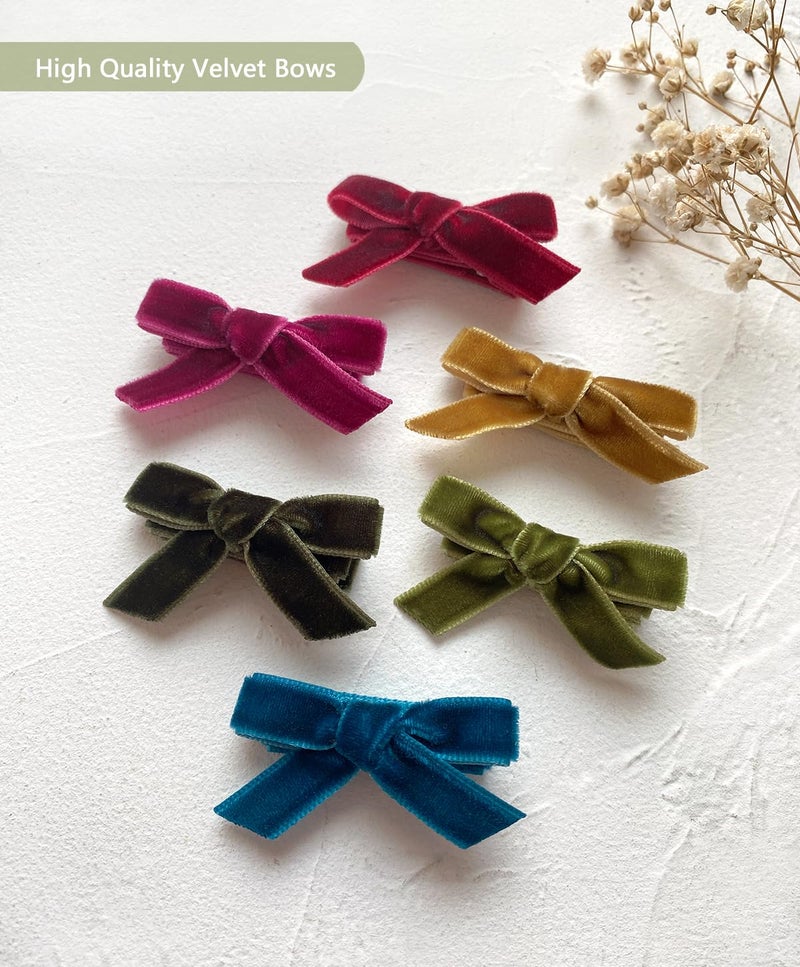Cherssy Velvet Mini Bows for Baby Girls, 20pcs Boutique Tiny Baby Hair Clips, Fully Lined Hair Barrettes Alligators for Infants Toddlers Fine Hair by Cherssy - Image 3